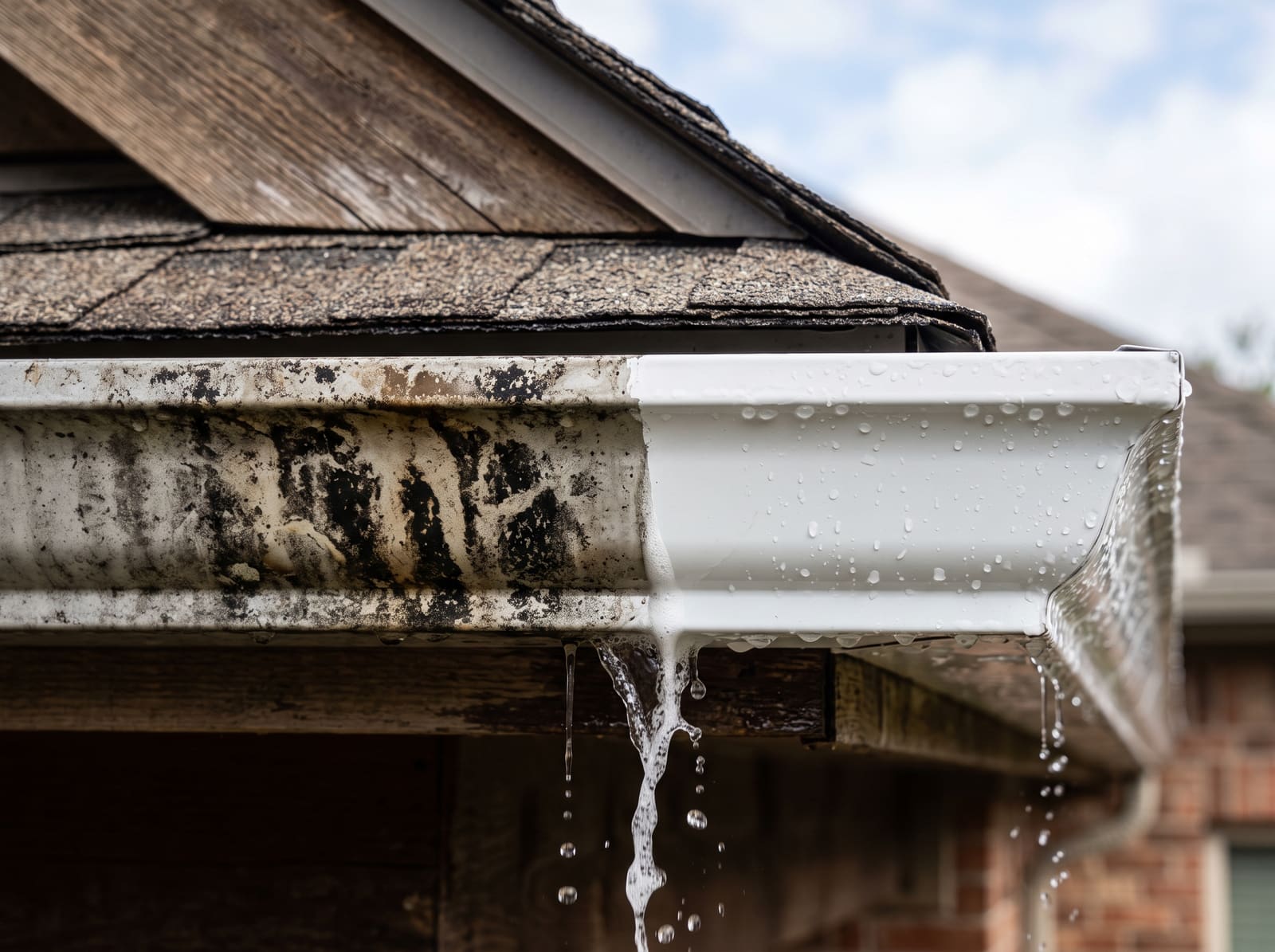 Gutter brightening removing black stains