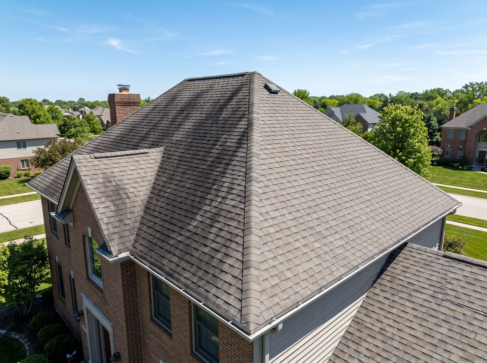 Roof soft wash removing black streaks